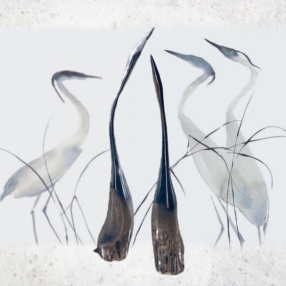 Pretty Collectible Recycled Aluminum goose/crane figurines Vintage Hoselton - Picture 4 of 12